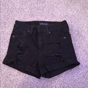 Aeropostale Black Distressed Jean Shorts